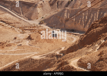 Israel Masada The cablecar ascending to the mountain top Stock Photo