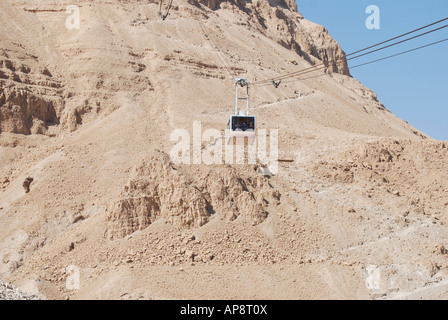 Israel Masada The cablecar ascending to the mountain top Stock Photo