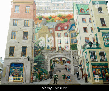 Canada Quebec Quebec City Lower Town The Mural of Quebecers Petit Champlain Quarter Stock Photo