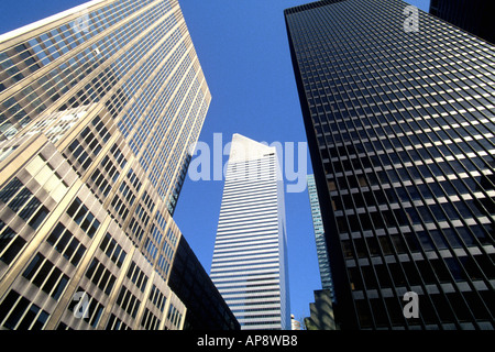 Citigroup Center Building, formerly Citicorp, and Seagram Building. Midcentury skyscrapers on Park Avenue and on Lexington Avenue. New York City USA Stock Photo