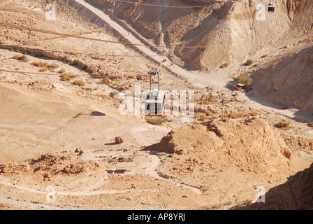 Israel Masada The cablecar ascending to the mountain top Stock Photo