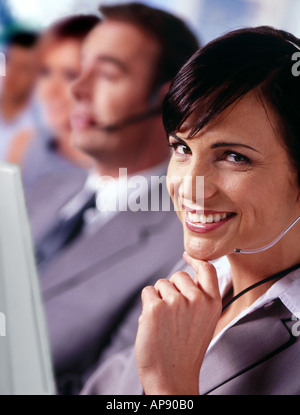 People using headset Stock Photo