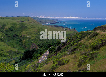 Highway 1 One and Pacific Ocean near Jenner Sonoma County California United States North America Stock Photo