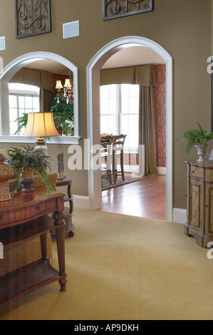 Interior View Of Living Room Den With Arch Door Archway Doorway Stock Photo