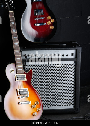 Electric guitars and amplifier Stock Photo