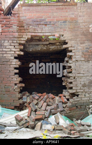 Interior and exterior of abandoned factory Stock Photo