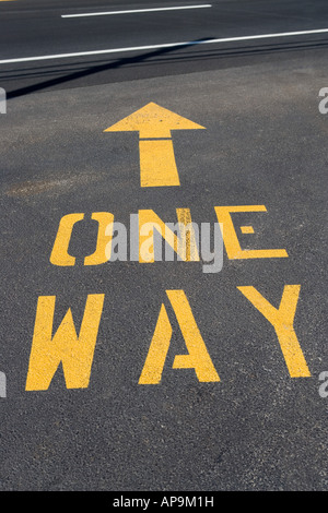 One way road marking Stock Photo