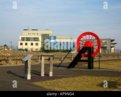 Associated British Ports Office Building and Welsh Mining Commemorative Sculpture Cardiff Bay South Wales Stock Photo