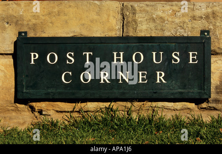 Sign, communication, information, still life, Post House, Clarens, Orange Free State, South Africa, country town, tourist destination, travel, signage Stock Photo