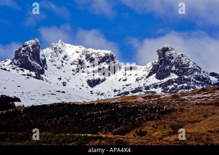 Ben Arthur or The Cobbler, in winter time, located in the Arrochar Alps ...