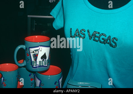 Las Vegas T shirt and coffee mugs on display in shop, Las Vegas, Nevada, USA Stock Photo