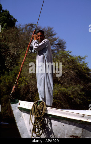 Egypt Luxor Felucca Boat Owner Stock Photo