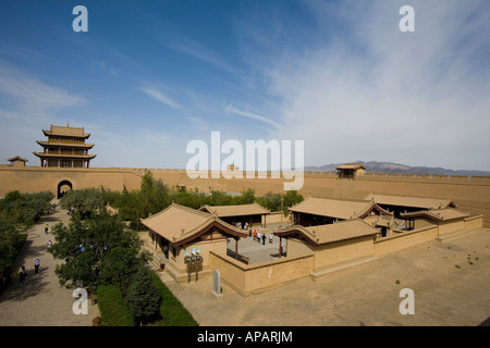 JiaYu Pass City Tower and the Great Wall Stock Photo