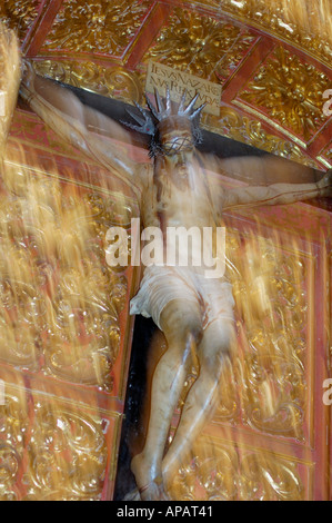 Spain andalusia cordoba interior of the mezquita cathedral jesus christ on the cross Stock Photo