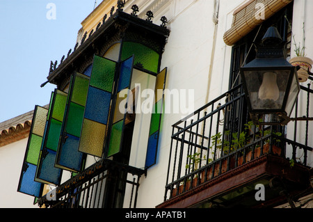 Spain Andalusia Cordoba Bow Window In An Alleyway In The Juderia Quarter Stock Photo