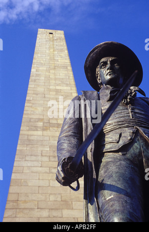 The statue of Colonel William Prescott at the Bunker Hill Monument Charlestown Boston Stock Photo