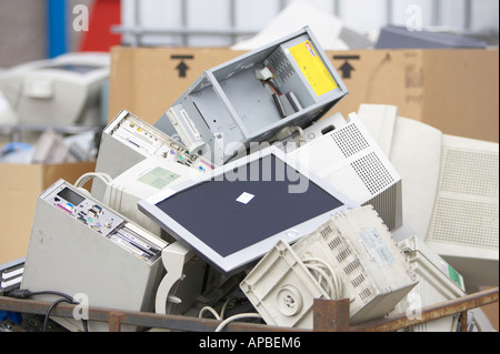Computer Components Trash pile of discarded pc computer components including system boxes and tft ...