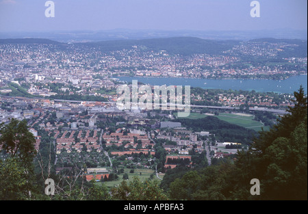 The city of Zurich as seen from the Uetliberg, Switzerland. Stock Photo