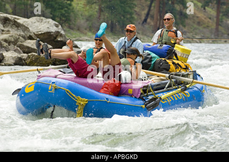 Idaho, Rafting on the Middle Fork of the Salmon River. A couple kayaks ...