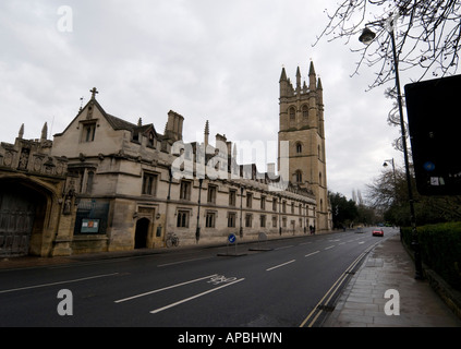 Magdalen College Tower and Lodge from Oxford High Street Stock Photo