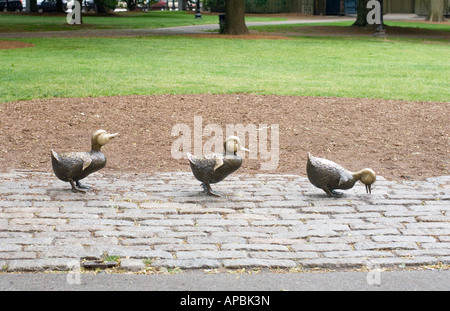 Duckling sculptures in the Boston Public Garden Stock Photo