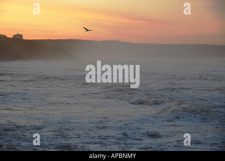 Stormy seas at sunset off Whitby North Yorkshire England UK Stock Photo