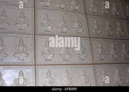 Donation rememberance plaques on wall at Fo Guang Shan He Hua Chinese Buddhist Temple, Amsterdam, Holland Stock Photo