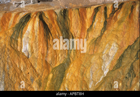 Close up of travertine mineral deposits from hot springs at Puente del Inca, Mendoza Province, Argentina Stock Photo