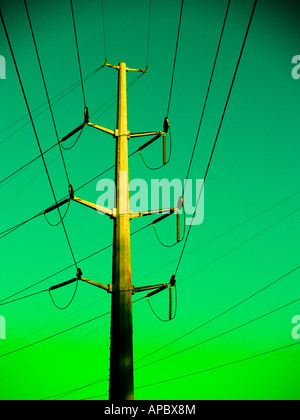 Power pillar with green high voltage electric glass insulators and ...