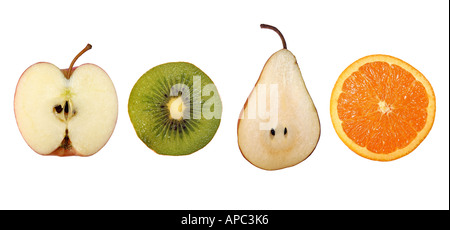 cross sections of a variety of top selling fruits Stock Photo
