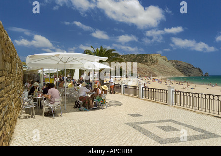 Praia Da Luz, seafront Cafe, the Algarve, Portugal Stock Photo