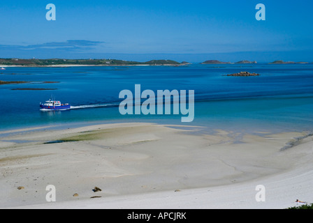 Looking toward St Martins from Tresco island on the Isles of Scilly England UK Stock Photo