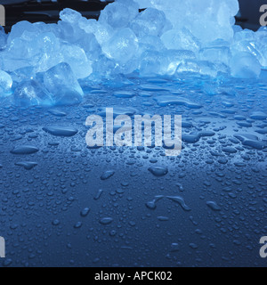 Ice on metal reflective surface Stock Photo