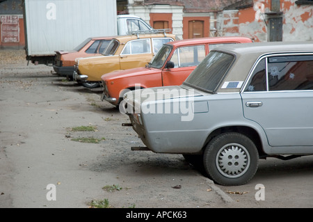 Lada vehicles parked in Saint Petersburg, Russia Stock Photo