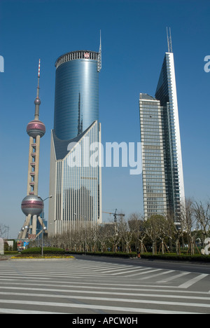 High rise building and 468 meter tall Oriental Pearl TV tower Stock Photo