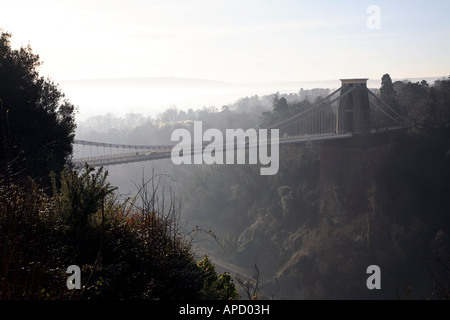 Isambard Kingdom Brunel's Clifton Suspension Bridge spanning the Avon Gorge, Bristol, Somerset, England, UK. Stock Photo