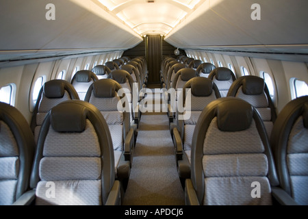 The interior of restored Concorde at Brooklands Aviation Museum, UK Stock Photo