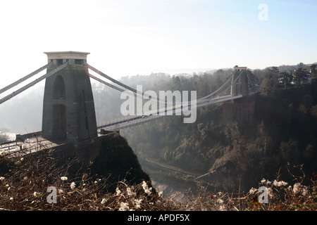 Isambard Kingdom Brunel's Clifton Suspension Bridge spanning the Avon Gorge, Bristol, Somerset, England, UK. Stock Photo