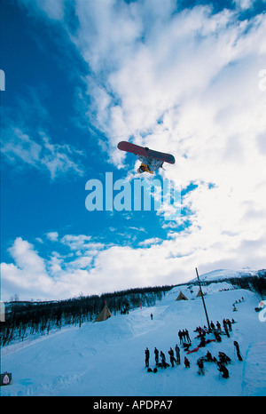 Heikki Sorsa big air in Hemsedal Lofoten Norway for the Arctic Challenge  April 2001 Stock Photo - Alamy