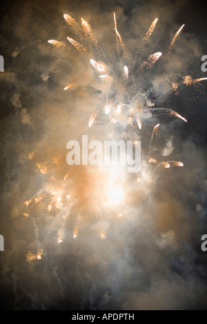 View of fireworks glittering in the sky. Stock Photo