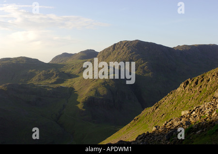 Great End and Sprinkling Tarn from below Great Gable summit English Lake District National Park Stock Photo