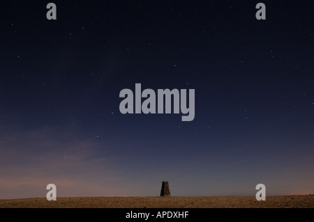 Summit of Helvellyn in the English Lake District at night with the Plough above Stock Photo