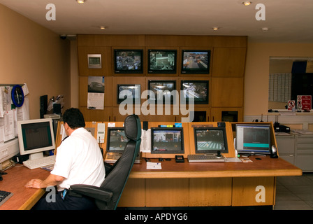 General view of the cctv control room at Lewisham Shopping Centre, London, UK. Stock Photo