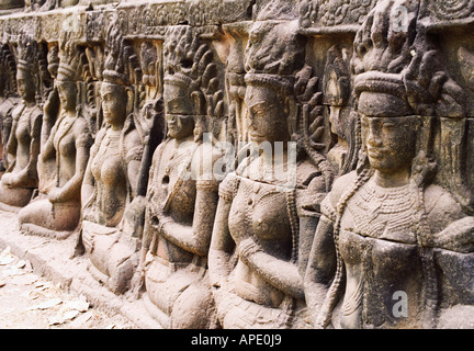 Carved Figures Of The Terrace Of The Leper King, Angkor Stock Photo