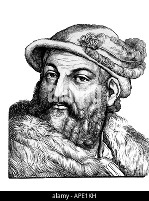 Joachim II Hector, 9.1.1505 - 3.1.1571, Elector of Brandenburg 1535 - 1571, portrait, steel wood engraving, 19th century, ,