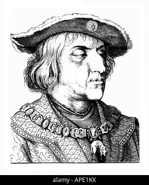 Maximilian I., 22.3.1459 - 12.1.1519, Holy Roman Emperor  4.2.1508 - 12.1.1519, portrait, steel engraving, 19th century, Artist's Copyright has not to be cleared Stock Photo