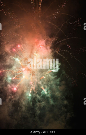 View of fireworks glittering in the sky. Stock Photo