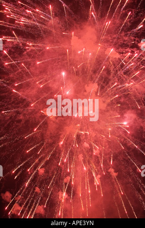 View of fireworks glittering in the sky. Stock Photo