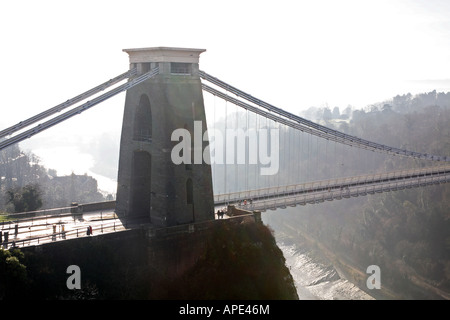 Isambard Kingdom Brunel's Clifton Suspension Bridge spanning the Avon Gorge, Bristol, Somerset, England, UK. Stock Photo