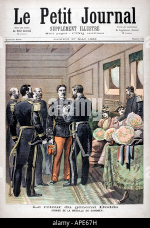 press/media, magazines, 'Le Petit Journal', Paris, 4. volume, number 131, illustrated supplement, Saturday 27 May 1893, title, 'The return of General Dodds', , Stock Photo